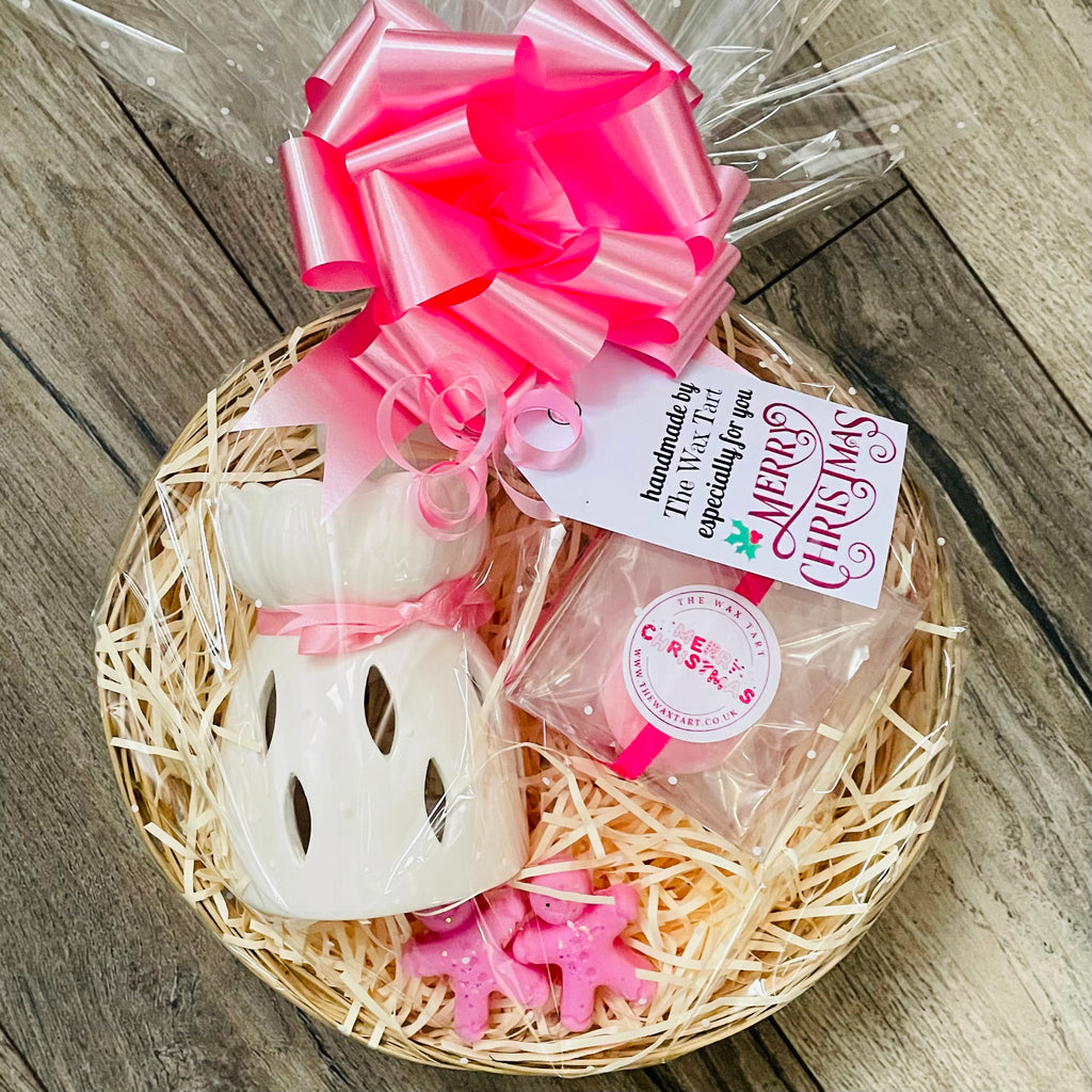 Small Pink Christmas Cube & Lotus Basket
