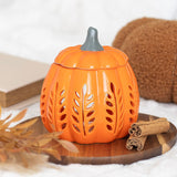 Orange Leaf Cut Out Pumpkin Burner